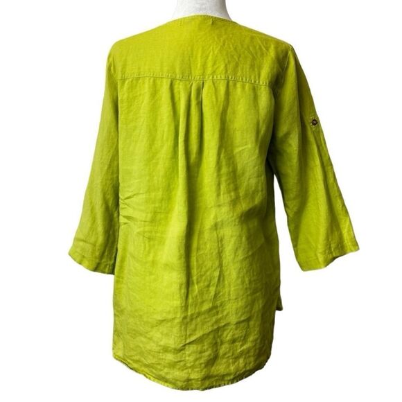 Company Ellen Tracy Woman’s 100% Linen Half Zip Top Citrine SZ S - Picture 2 of 16